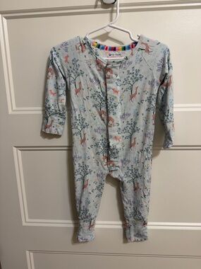 Magnetic Me Light Blue Deer & Floral One-Piece Pajama